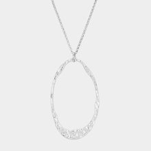 Load image into Gallery viewer, Silver 
Textured Metal Irregular Circle Pendant Long Necklace
