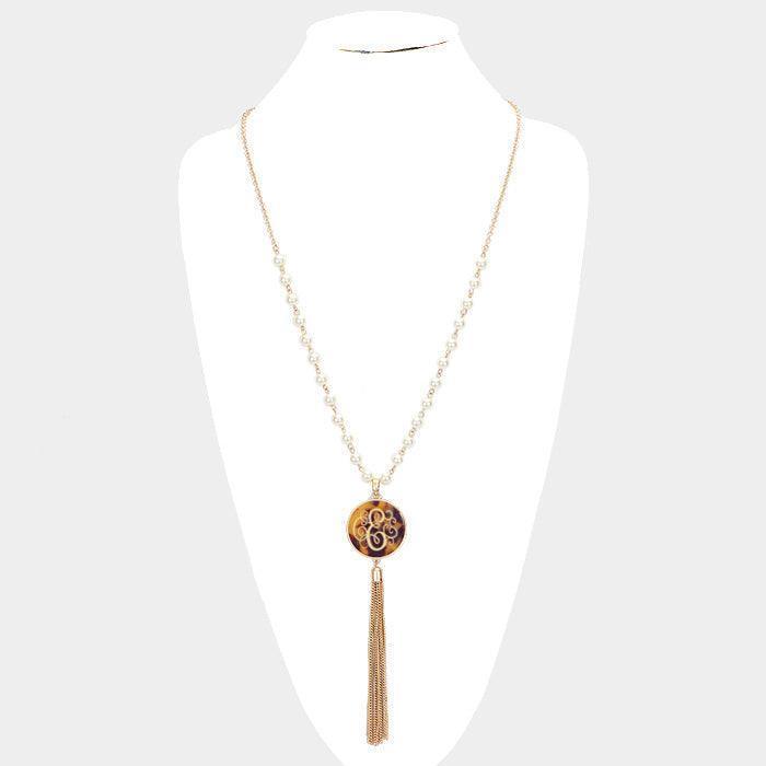 Gold Monogram Pearl Metal Tassel Necklace - Jewelry Store by Erik Rayo