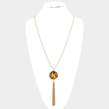 Load image into Gallery viewer, Gold Monogram Pearl Metal Tassel Necklace
