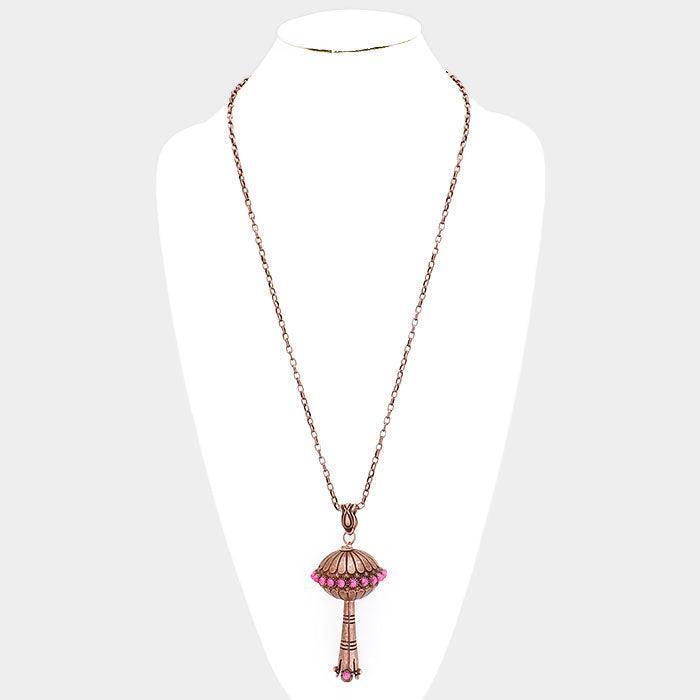 Pink Single Squash Blossom Pendant Necklace - Jewelry Store by Erik Rayo