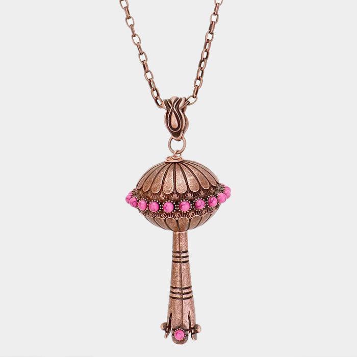 Pink Single Squash Blossom Pendant Necklace - Jewelry Store by Erik Rayo