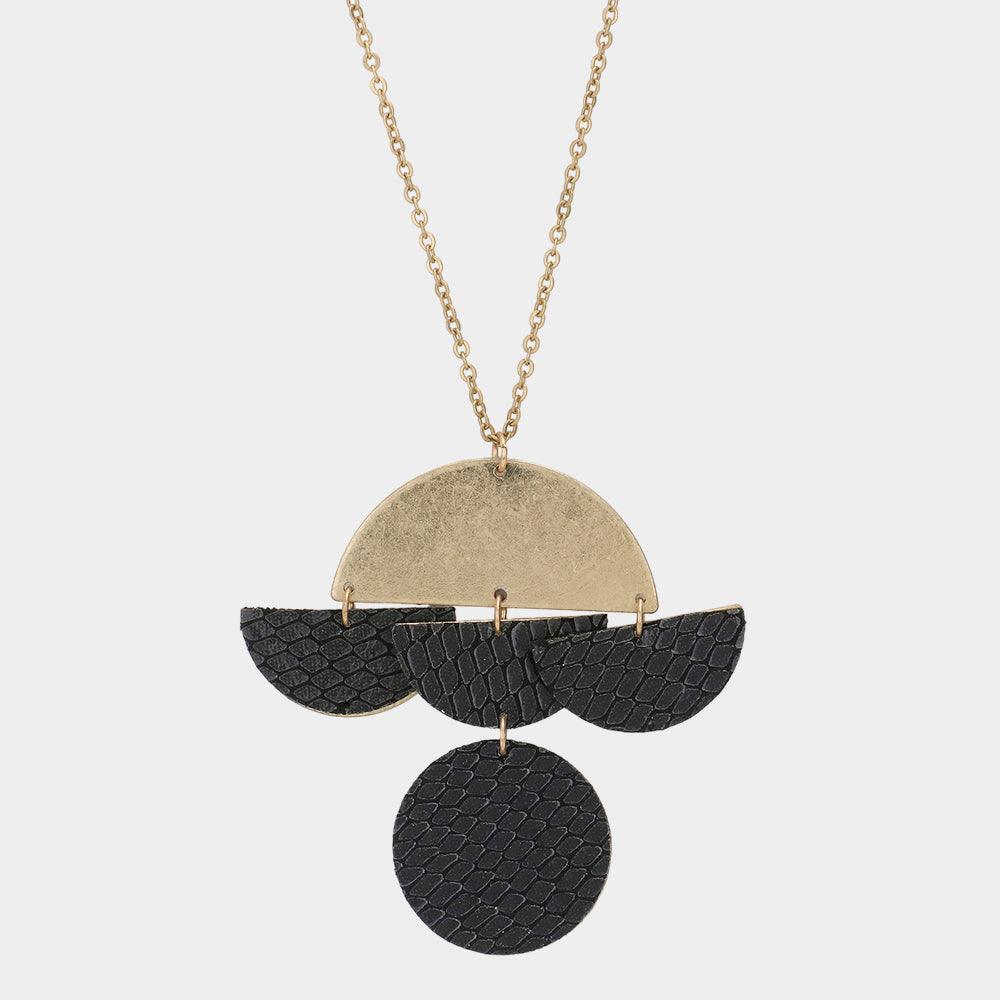 Black Geometric Patterned Metal Link Pendant Necklace - Jewelry Store by Erik Rayo