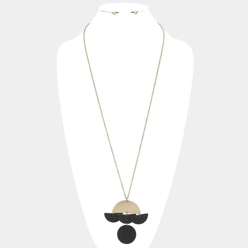 Black Geometric Patterned Metal Link Pendant Necklace - Jewelry Store by Erik Rayo