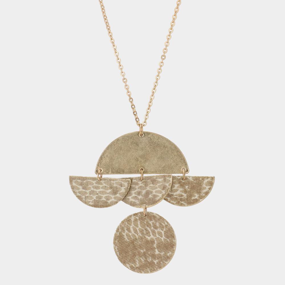 Gold Geometric Patterned Metal Link Pendant Necklace - Jewelry Store by Erik Rayo