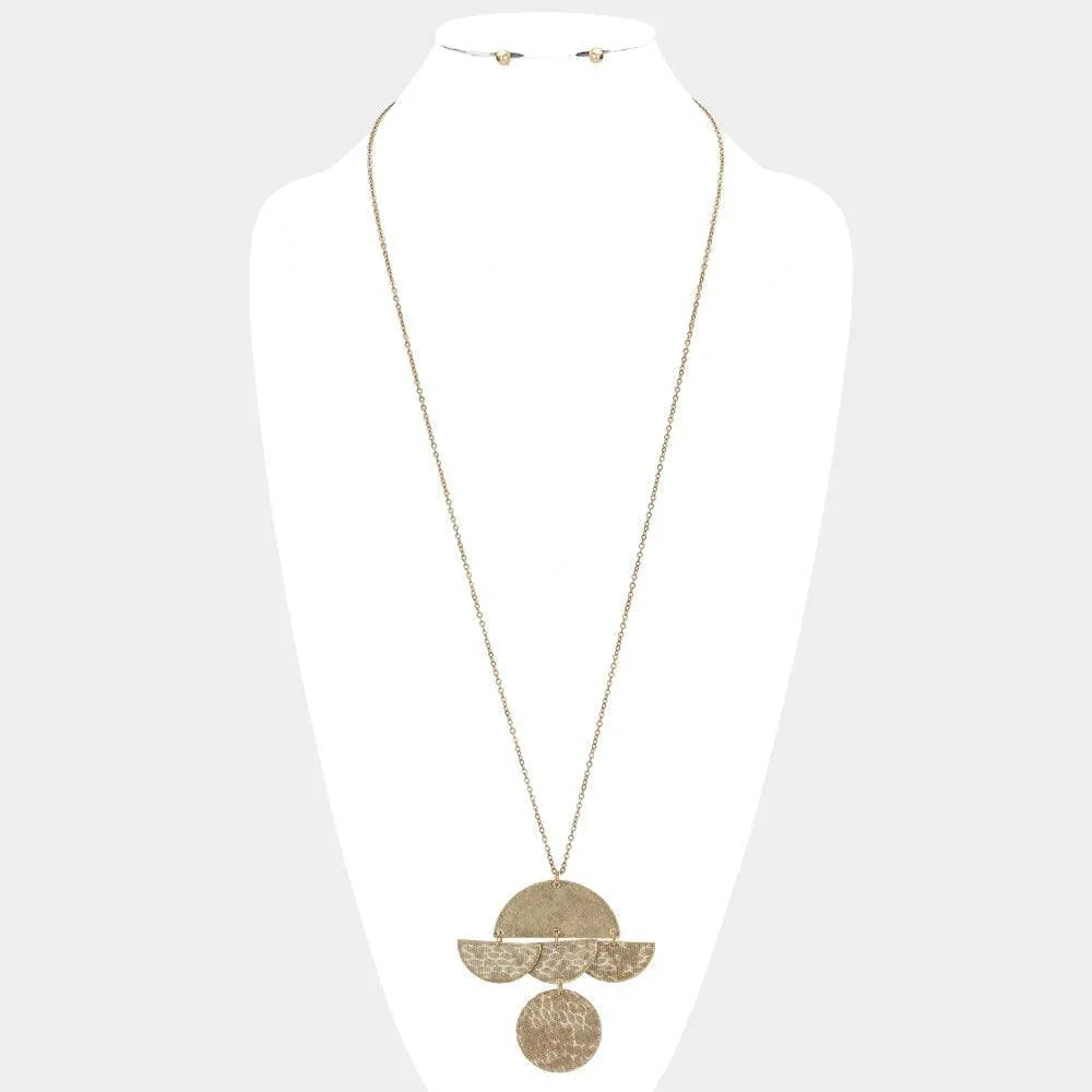Gold Geometric Patterned Metal Link Pendant Necklace - Jewelry Store by Erik Rayo