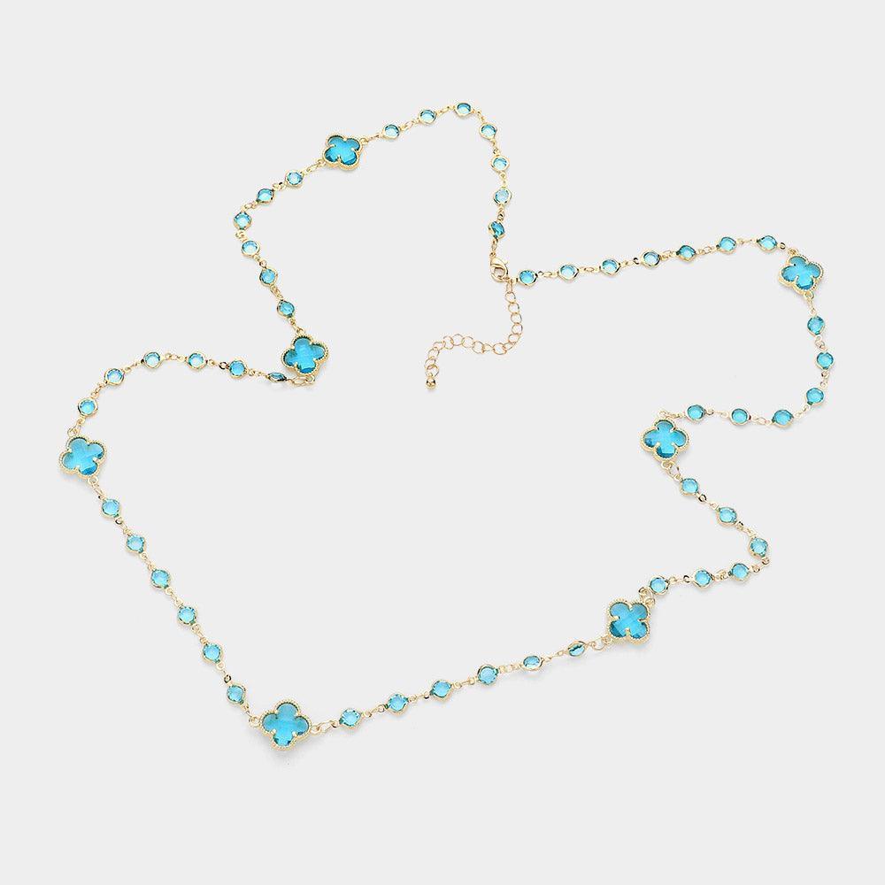 Blue Quatrefoil Station Long Necklace - Jewelry Store by Erik Rayo
