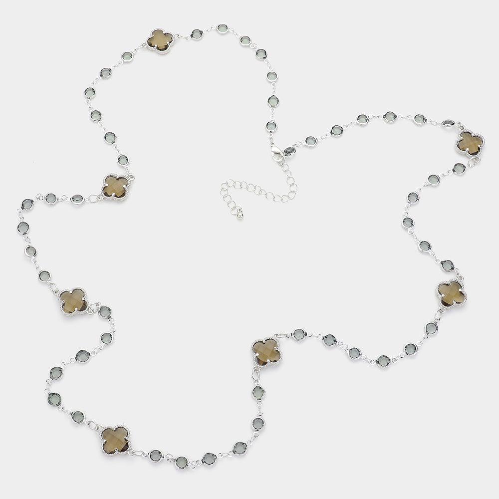 Black Quatrefoil Station Long Necklace - Jewelry Store by Erik Rayo