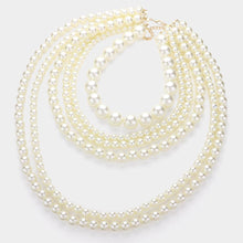 Load image into Gallery viewer, Cream Pearl Multi Layered Long Necklace
