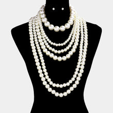 Load image into Gallery viewer, Cream Pearl Multi Layered Long Necklace

