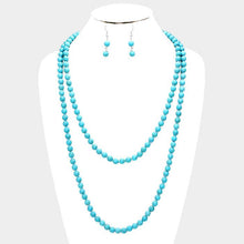 Load image into Gallery viewer, Turquoise 60&quot; Turquoise Stone Beads Long Necklace

