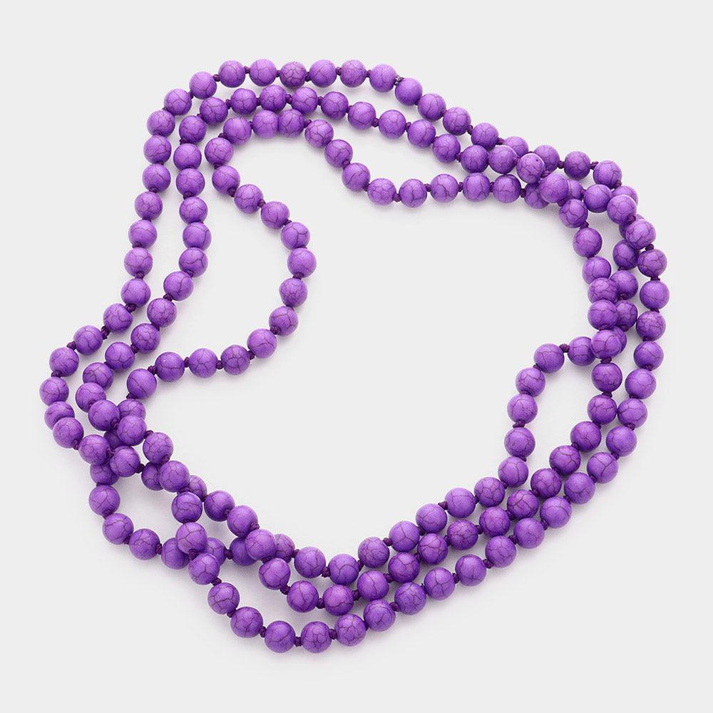 Purple Natural Stone Bead Long Necklace - Jewelry Store by Erik Rayo