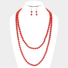 Load image into Gallery viewer, Red Natural Stone Bead Long Necklace
