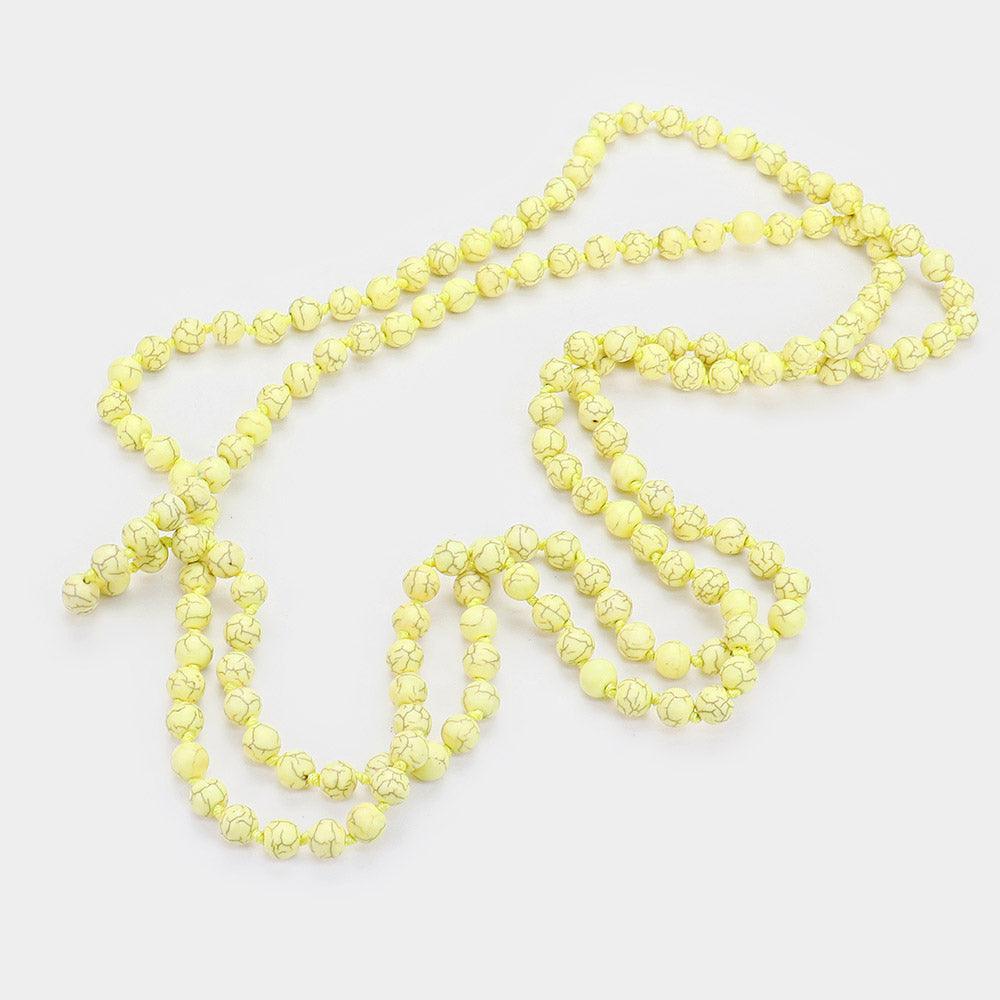 Yellow Natural Stone Bead Long Necklace - Jewelry Store by Erik Rayo