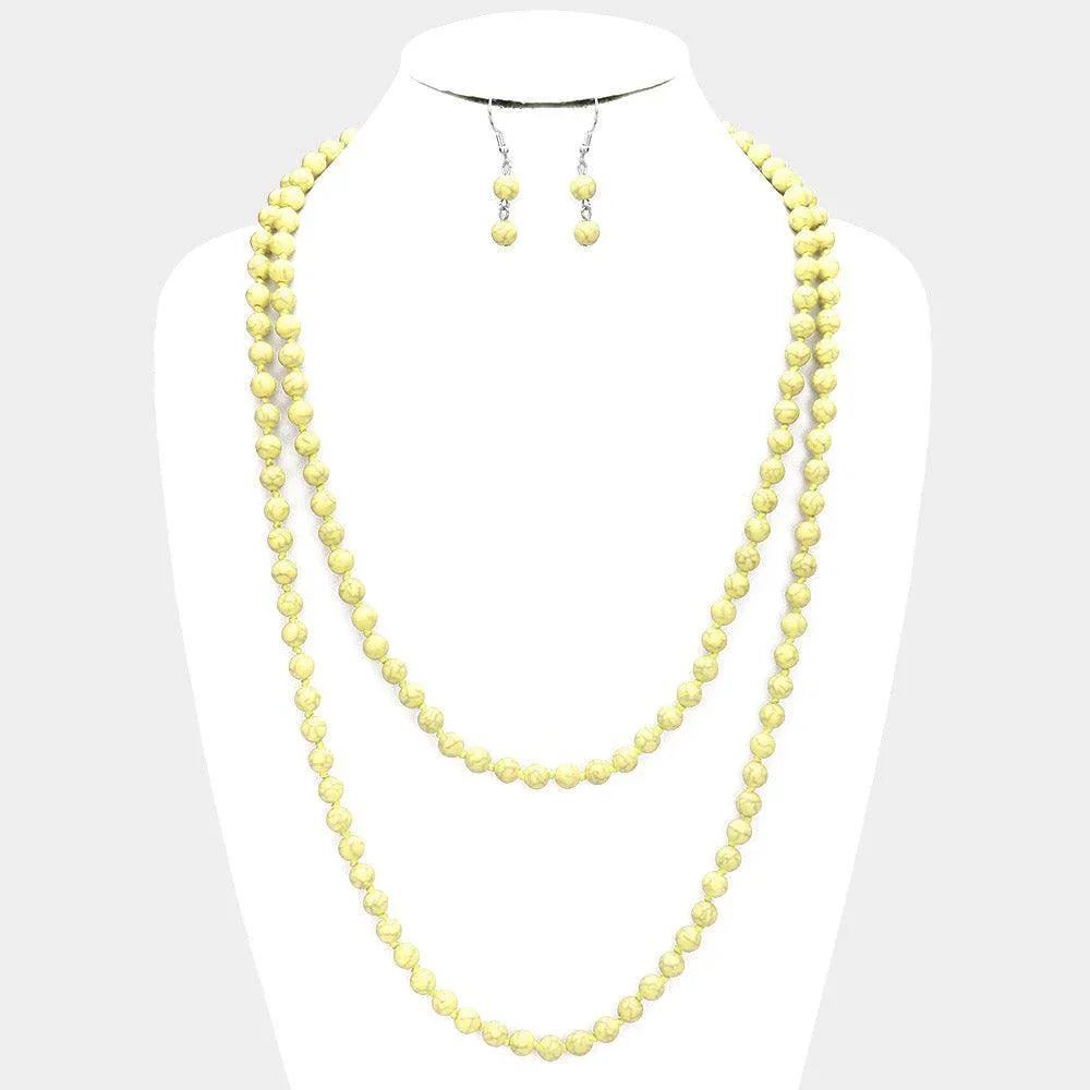 Yellow Natural Stone Bead Long Necklace - Jewelry Store by Erik Rayo