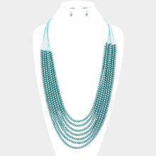 Load image into Gallery viewer, Turquoise Hologram Beaded Multi Layered Long Necklace
