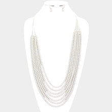 Load image into Gallery viewer, White Hologram Beaded Multi Layered Long Necklace
