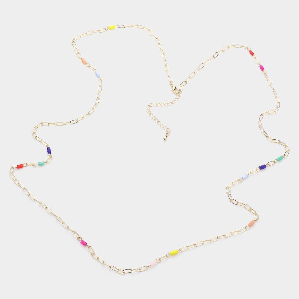 Faceted Rectangle Bead Station Long Necklace - Jewelry Store by Erik Rayo