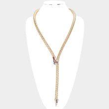 Load image into Gallery viewer, Gold Stone Paved Snake Magnetic Long Necklace
