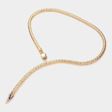 Load image into Gallery viewer, Gold Stone Paved Snake Magnetic Long Necklace
