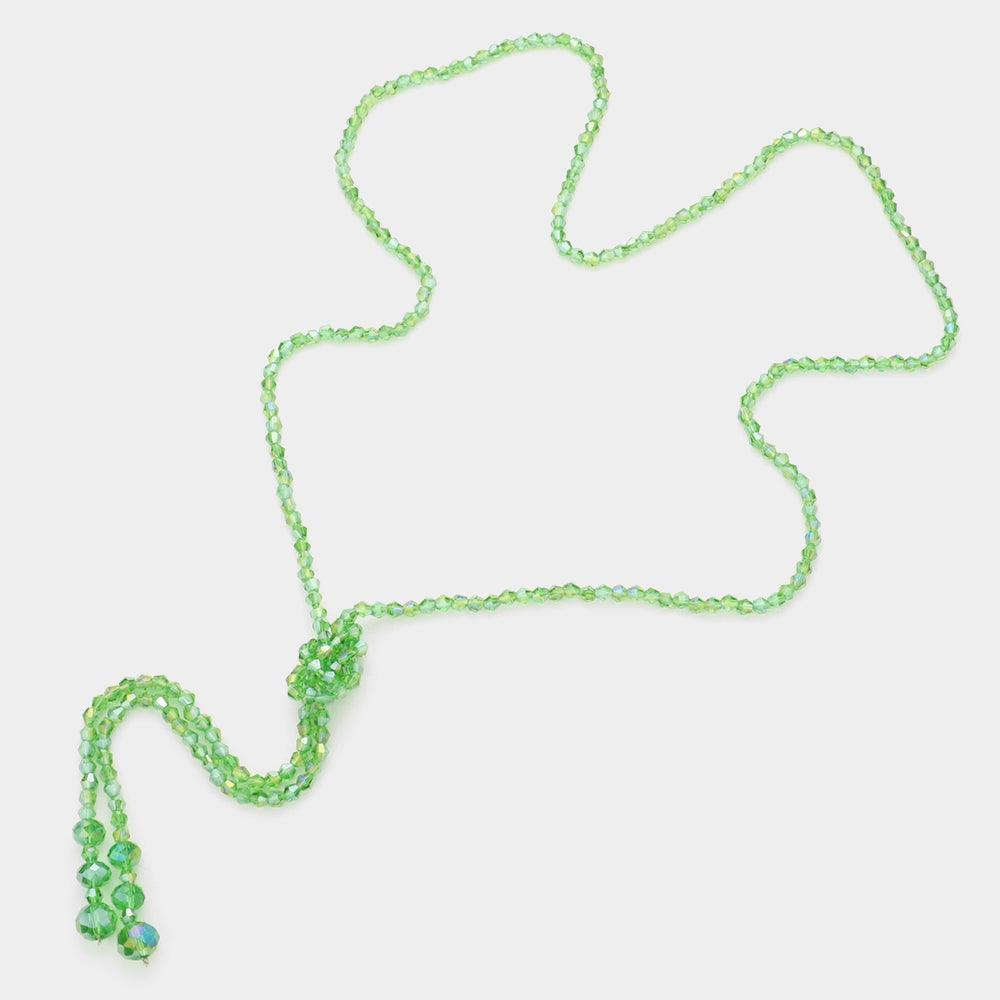 Green Faceted Beaded Y Shaped Necklace - Jewelry Store by Erik Rayo