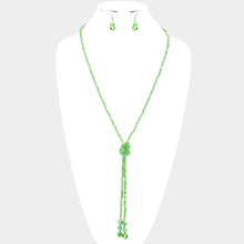 Load image into Gallery viewer, Green Faceted Beaded Y Shaped Necklace
