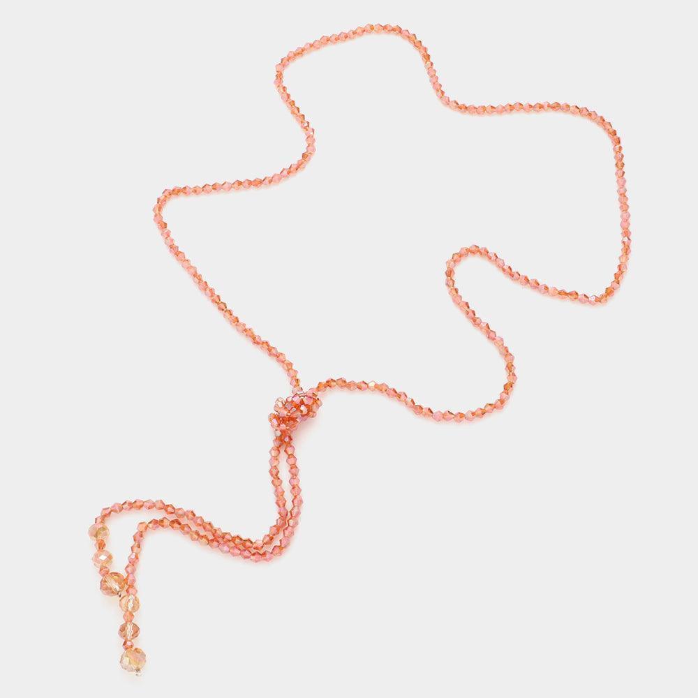 Coral Faceted Beaded Y Shaped Necklace - Jewelry Store by Erik Rayo
