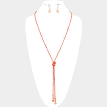 Load image into Gallery viewer, Coral Faceted Beaded Y Shaped Necklace
