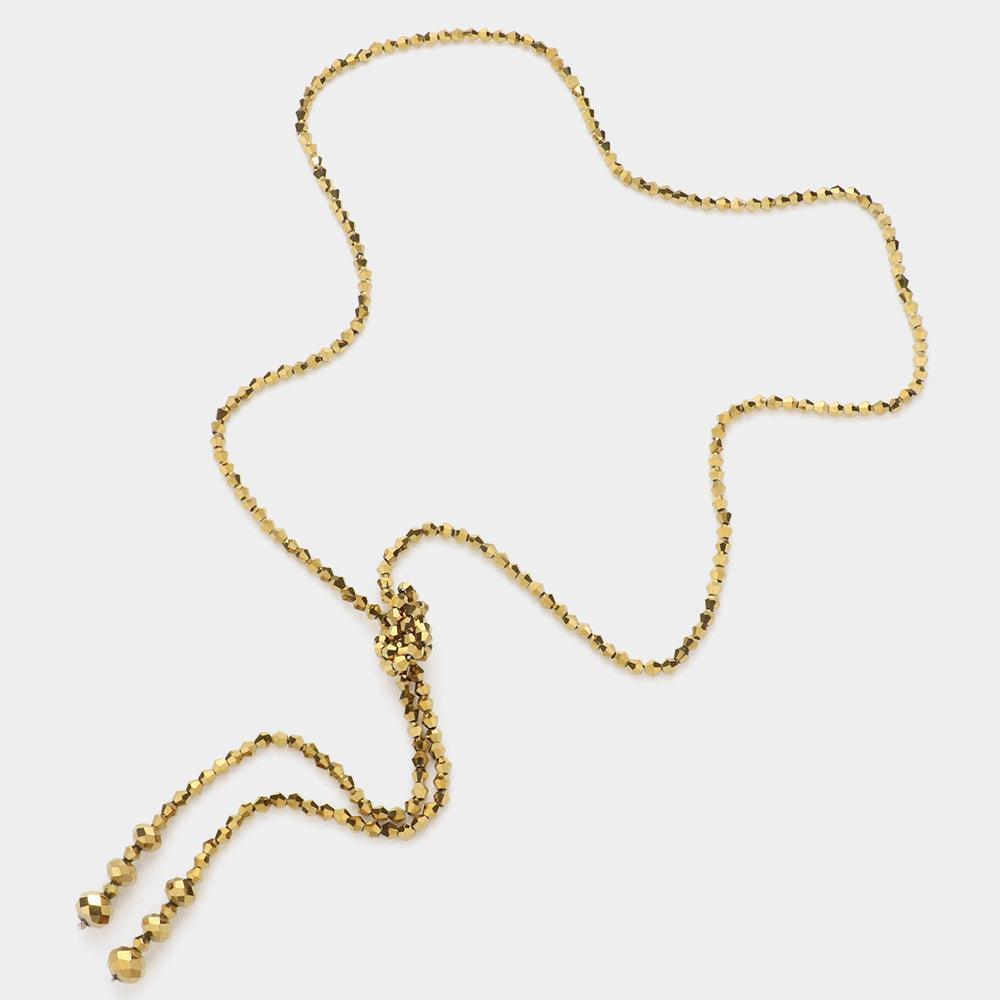 Bronze Faceted Beaded Y Shaped Necklace - Jewelry Store by Erik Rayo