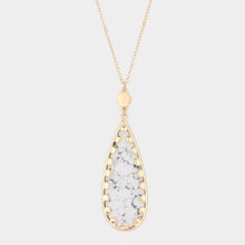 Load image into Gallery viewer, White Semi Precious Teardrop Pendant Long Necklace
