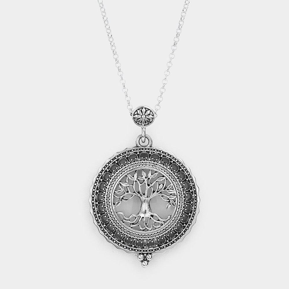 Tree Of Life Magnifying Glass Pendant Long Necklace - Jewelry Store by Erik Rayo
