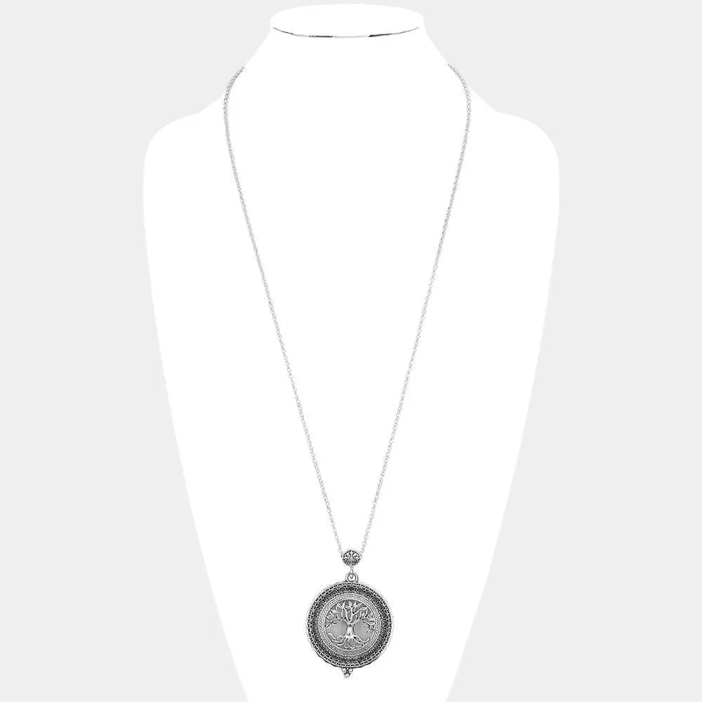 Tree Of Life Magnifying Glass Pendant Long Necklace - Jewelry Store by Erik Rayo