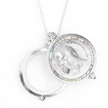 Load image into Gallery viewer, Silver Antique Metal Praying Hands Cross Pendant Magnifying Glass Long Necklace
