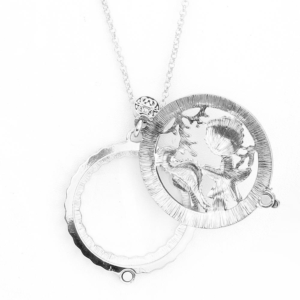Silver Antique Metal Sea Life Pendant Magnifying Glass Long Necklace - Jewelry Store by Erik Rayo
