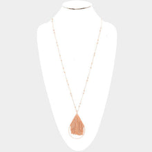 Load image into Gallery viewer, Rose Gold Metal Chain Fringe Teardrop Hoop Pendant Long Necklace
