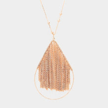 Load image into Gallery viewer, Rose Gold Metal Chain Fringe Teardrop Hoop Pendant Long Necklace
