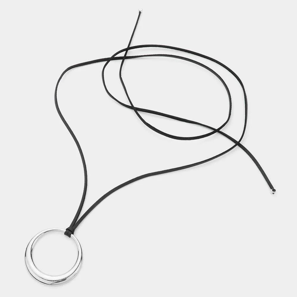 Open Metal Circle Pendant Long Necklace - Jewelry Store by Erik Rayo