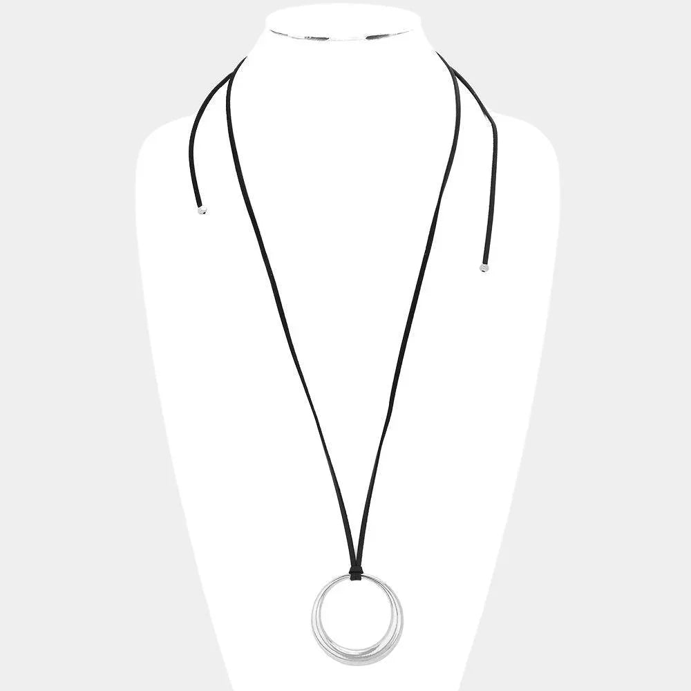 Open Metal Circle Pendant Long Necklace - Jewelry Store by Erik Rayo