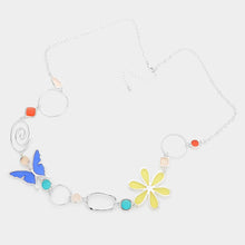 Load image into Gallery viewer, Colored Lucite Butterfly Flower Accented Long Necklace
