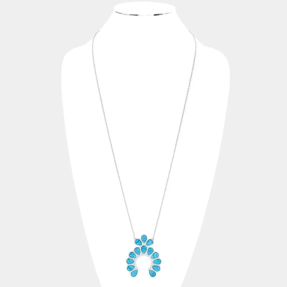 Celluloid Acetate Teardrop Squash Blossom Pendant Long Necklace - Jewelry Store by Erik Rayo