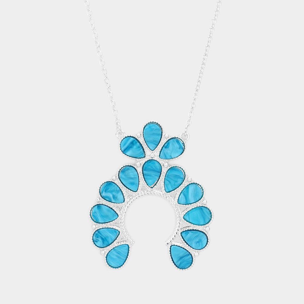 Celluloid Acetate Teardrop Squash Blossom Pendant Long Necklace - Jewelry Store by Erik Rayo