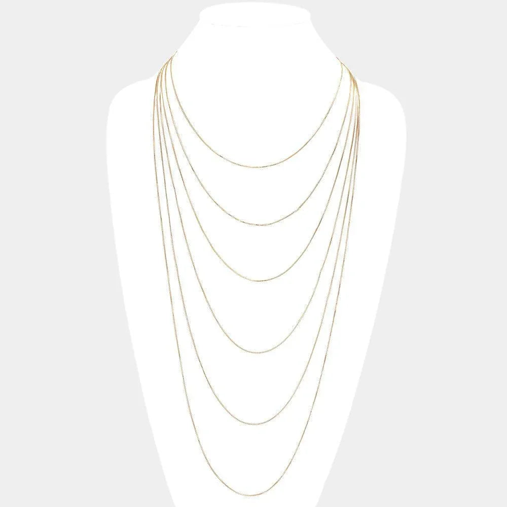 Gold Brass Metal Chain Multi Layered Bib Necklace - Jewelry Store by Erik Rayo
