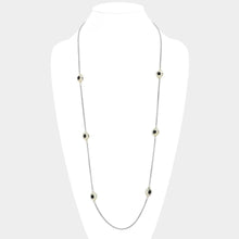 Load image into Gallery viewer, Black 14K Gold Plated Two Tone Stone Paved Circle Pendant Station Long Necklace
