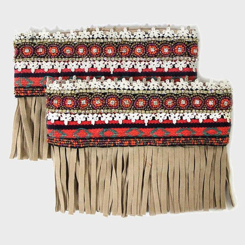 1-Pair Boho Beaded Suede Fringe Boot Toppers - Jewelry Store by Erik Rayo