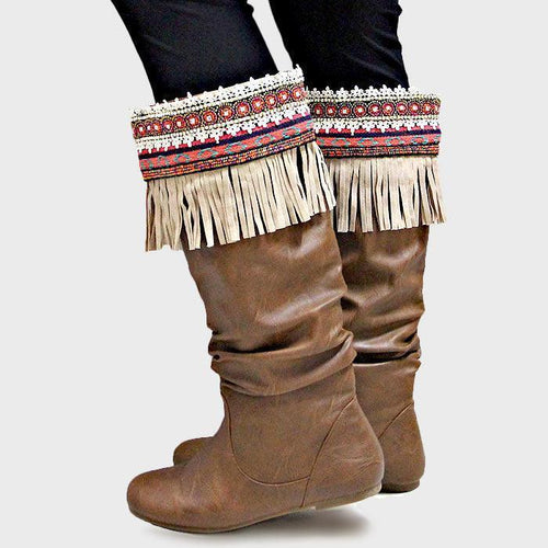 1-Pair Boho Beaded Suede Fringe Boot Toppers - Jewelry Store by Erik Rayo