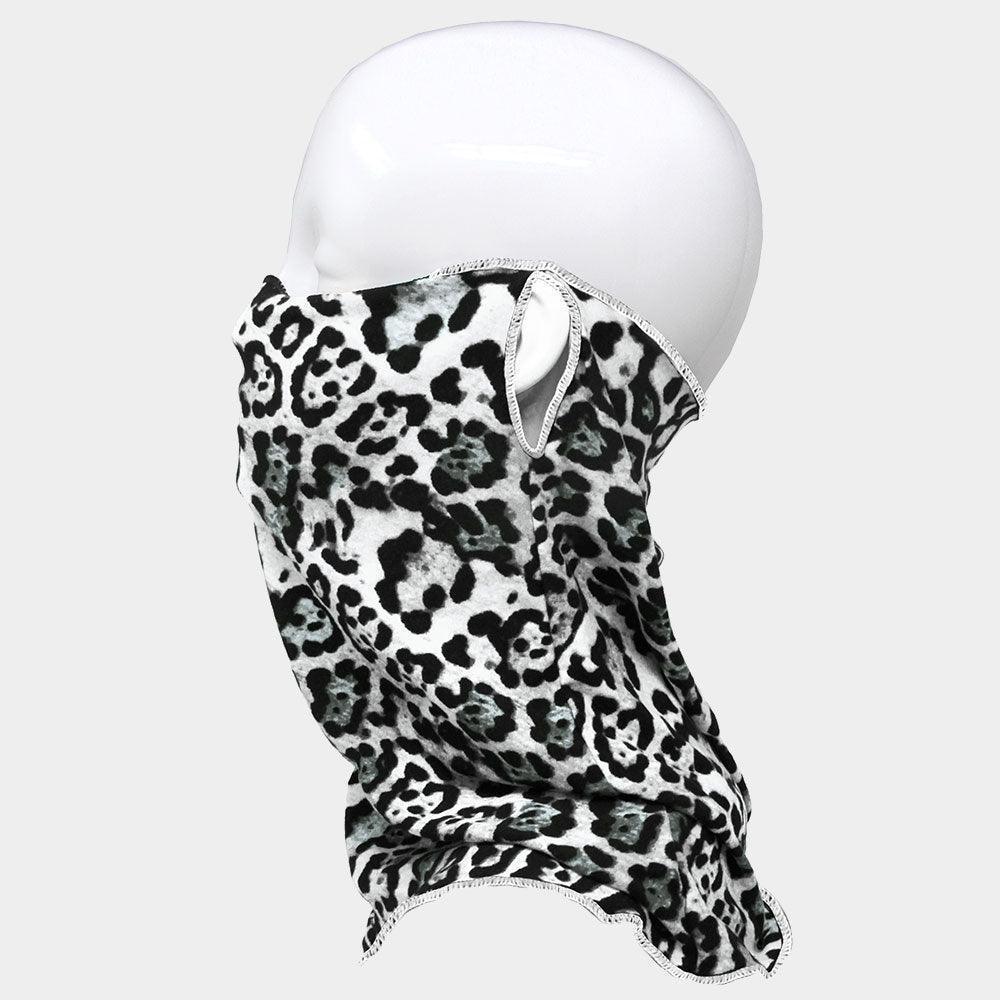 Gray Leopard Print Seamless Face Tube Mask / Scarf - Jewelry Store by Erik Rayo