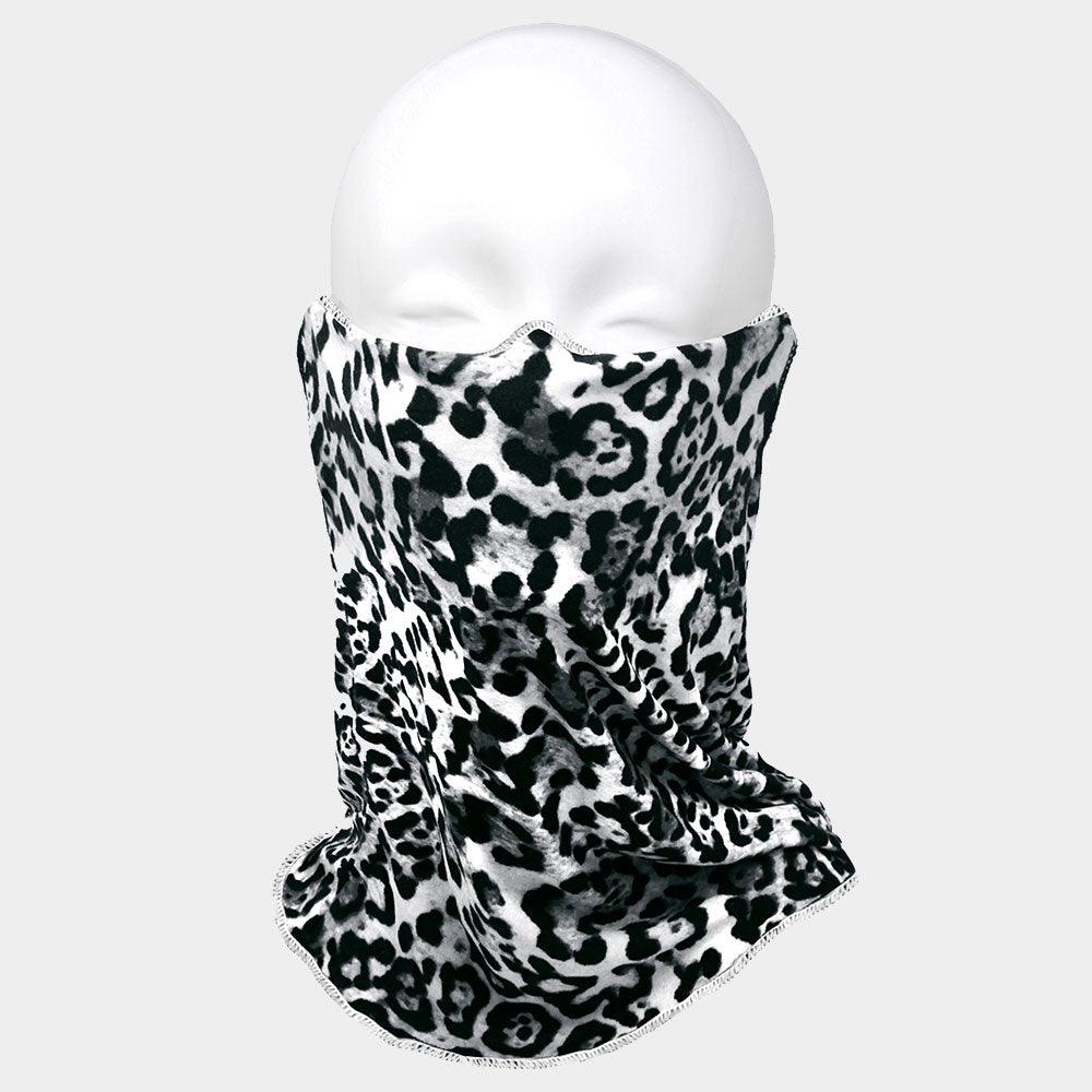 Gray Leopard Print Seamless Face Tube Mask / Scarf