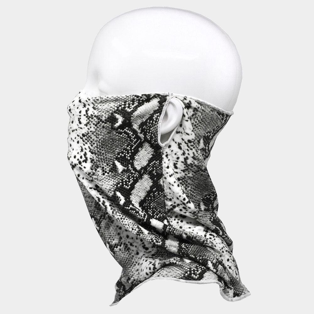 Gray Snake Print Seamless Face Tube Mask / Scarf - Jewelry Store by Erik Rayo