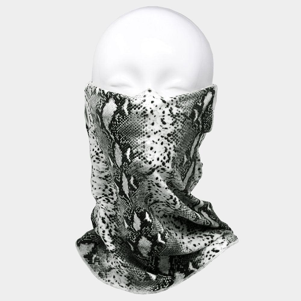 Gray Snake Print Seamless Face Tube Mask / Scarf - Jewelry Store by Erik Rayo