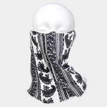 Load image into Gallery viewer, White Paisley Print Seamless Face Tube Mask / Scarf
