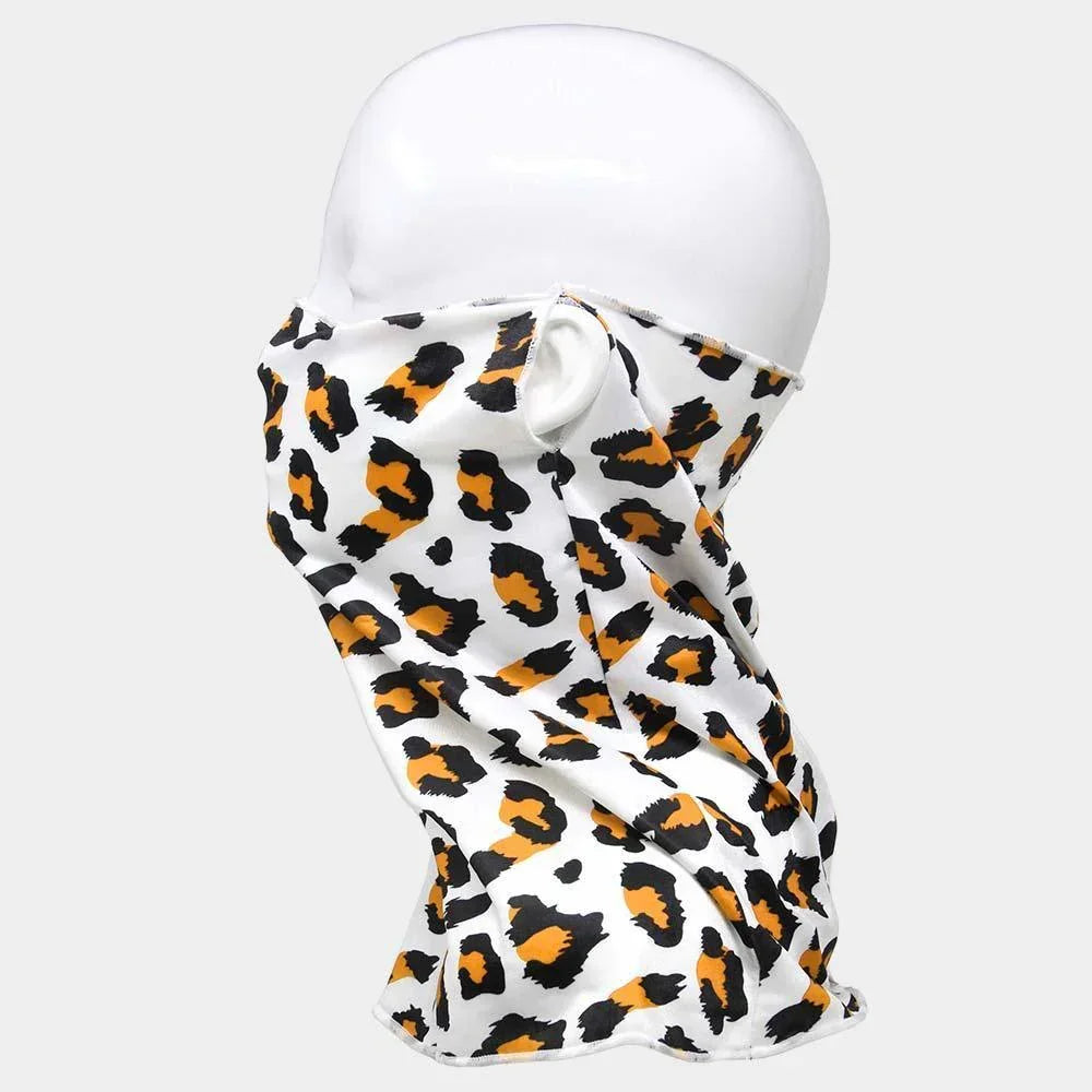 Beige Leopard Print Face Tube Mask / Scarf - Jewelry Store by Erik Rayo